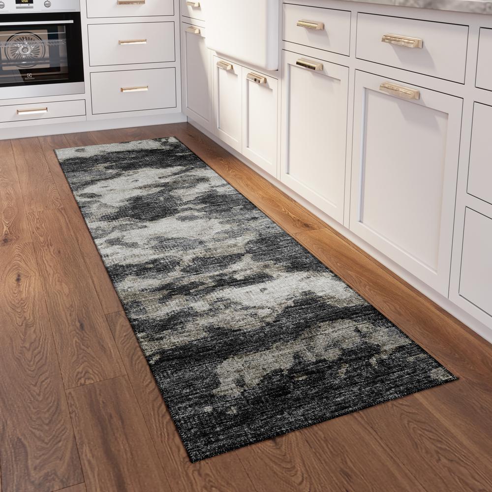 Indoor/Outdoor Accord AAC36 Black Washable 2'3" x 7'6" Runner Rug