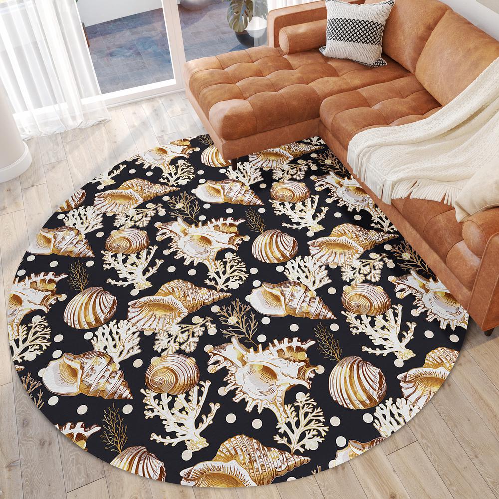 Indoor/Outdoor Surfside ASR36 Midnight Washable 8' x 8' Round Rug