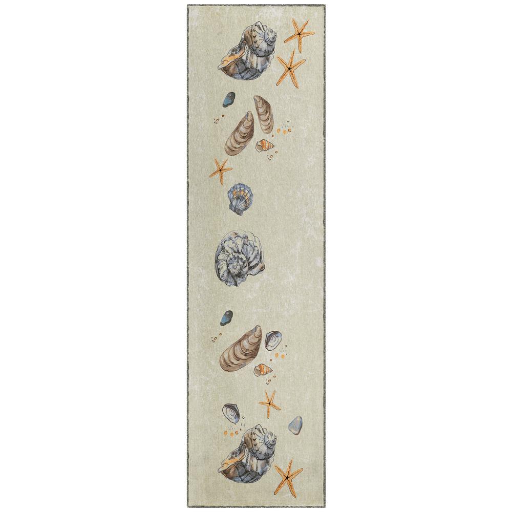 Indoor/Outdoor Surfside ASR39 Oyster Washable 2'3" x 7'6" Runner Rug