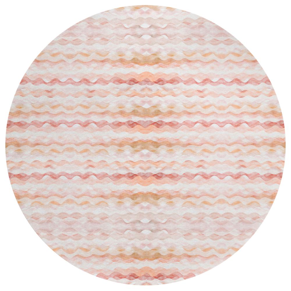 Indoor/Outdoor Surfside ASR46 Peach Washable 8' x 8' Round Rug