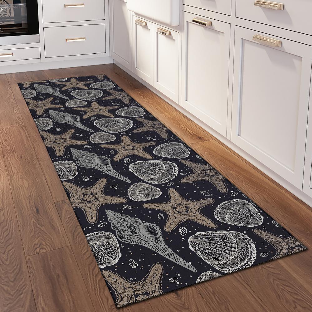 Indoor/Outdoor Surfside ASR34 Midnight Washable 2'3" x 7'6" Runner Rug