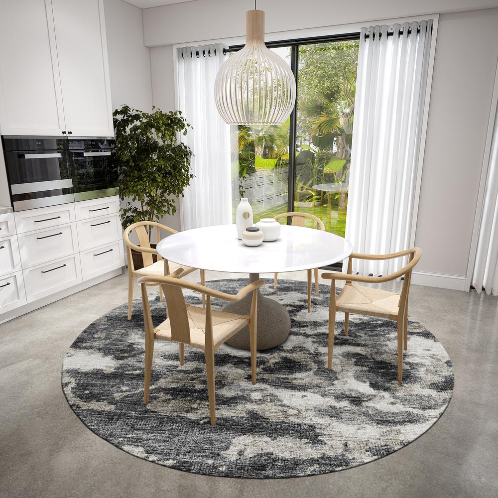 Indoor/Outdoor Accord AAC36 Black Washable 8' x 8' Round Rug