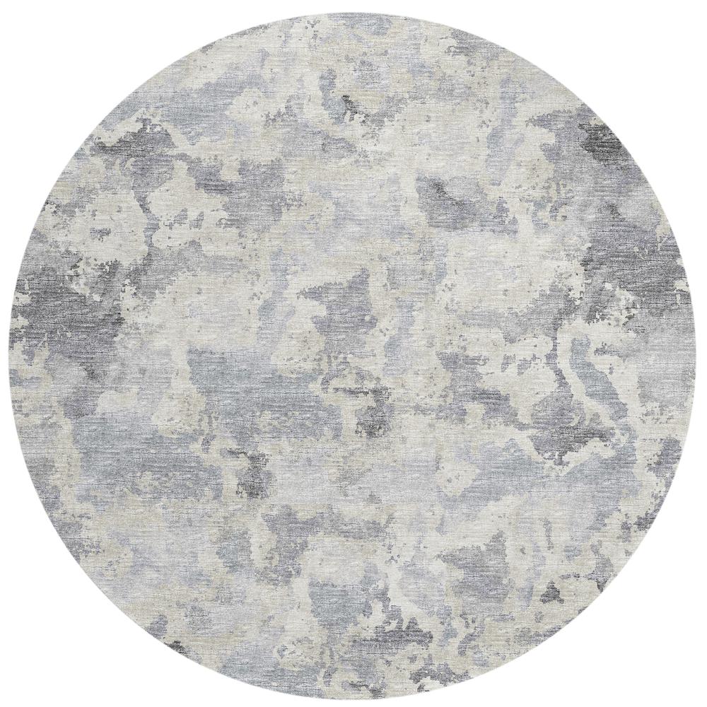 Indoor/Outdoor Accord AAC32 Gray Washable 8' x 8' Round Rug