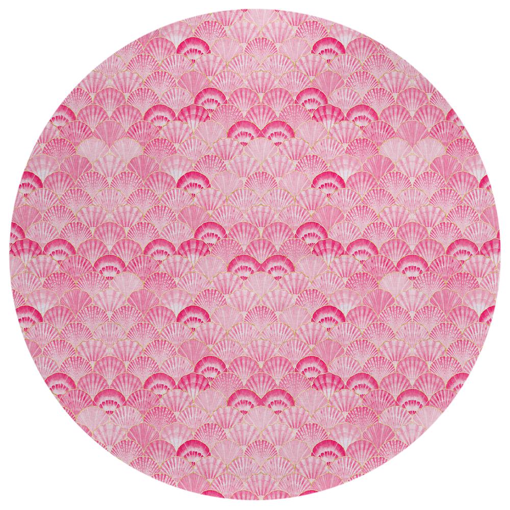 Indoor/Outdoor Surfside ASR32 Pink Washable 8' x 8' Round Rug