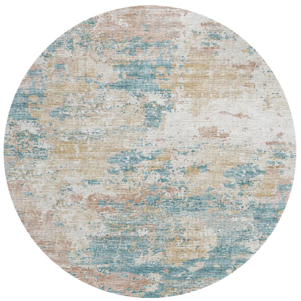 Indoor/Outdoor Accord AAC34 Teal Washable 8' x 8' Round Rug