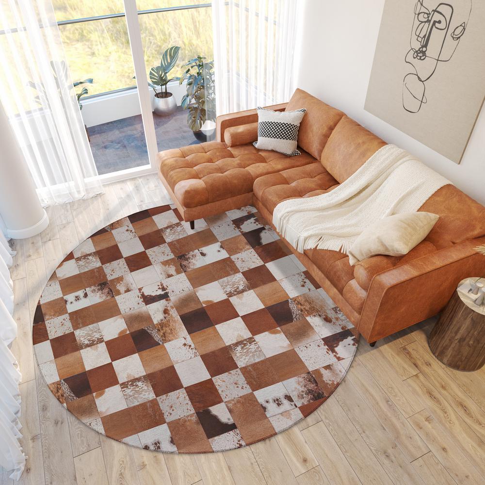 Laredo Brown Animal Patchwork 8' x 8' Round Rug Brown ALR40