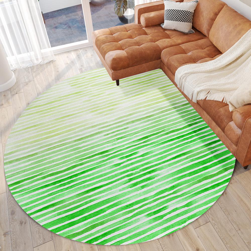 Indoor/Outdoor Surfside ASR38 Green Washable 8' x 8' Round Rug