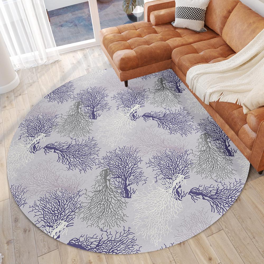 Indoor/Outdoor Surfside ASR33 Purple Washable 8' x 8' Round Rug