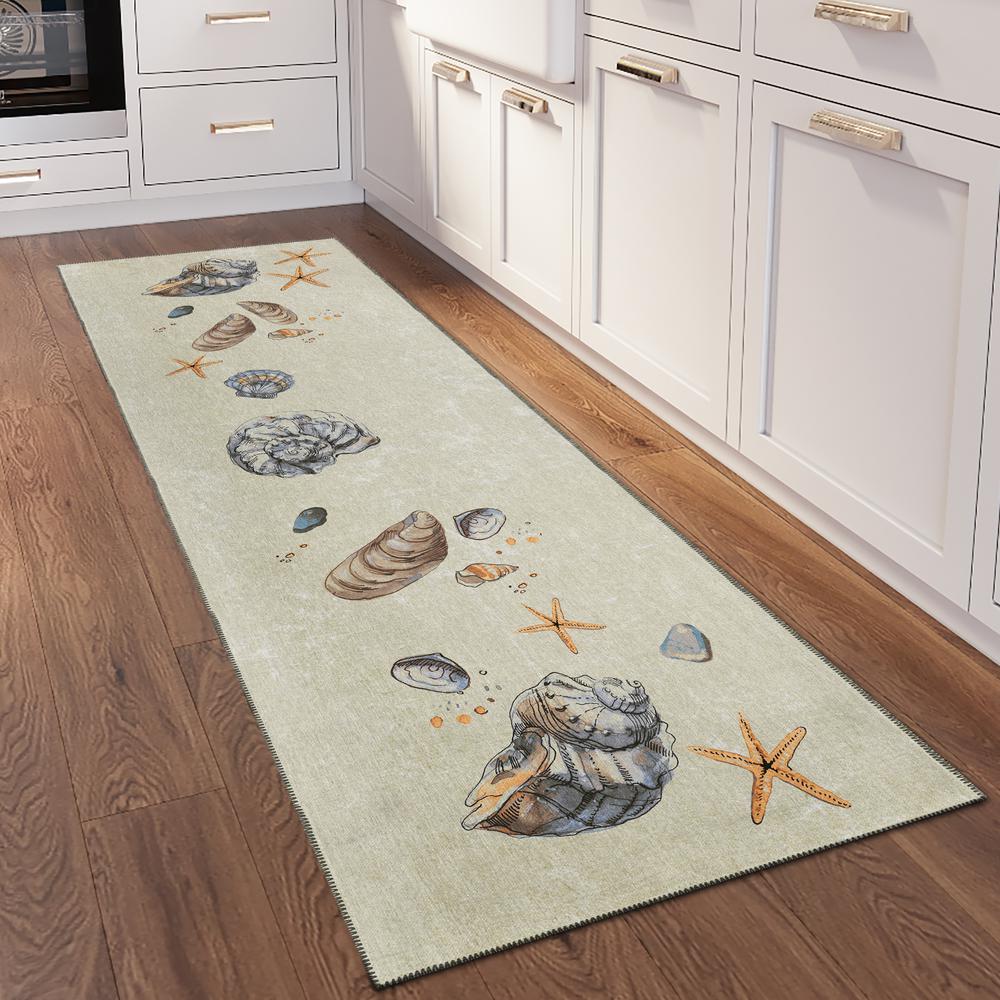 Indoor/Outdoor Surfside ASR39 Oyster Washable 2'3" x 7'6" Runner Rug