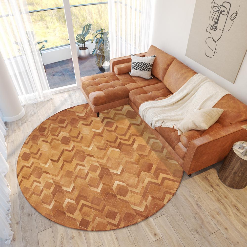 Laredo Brown Animal Patchwork 8' x 8' Round Rug Brown ALR35