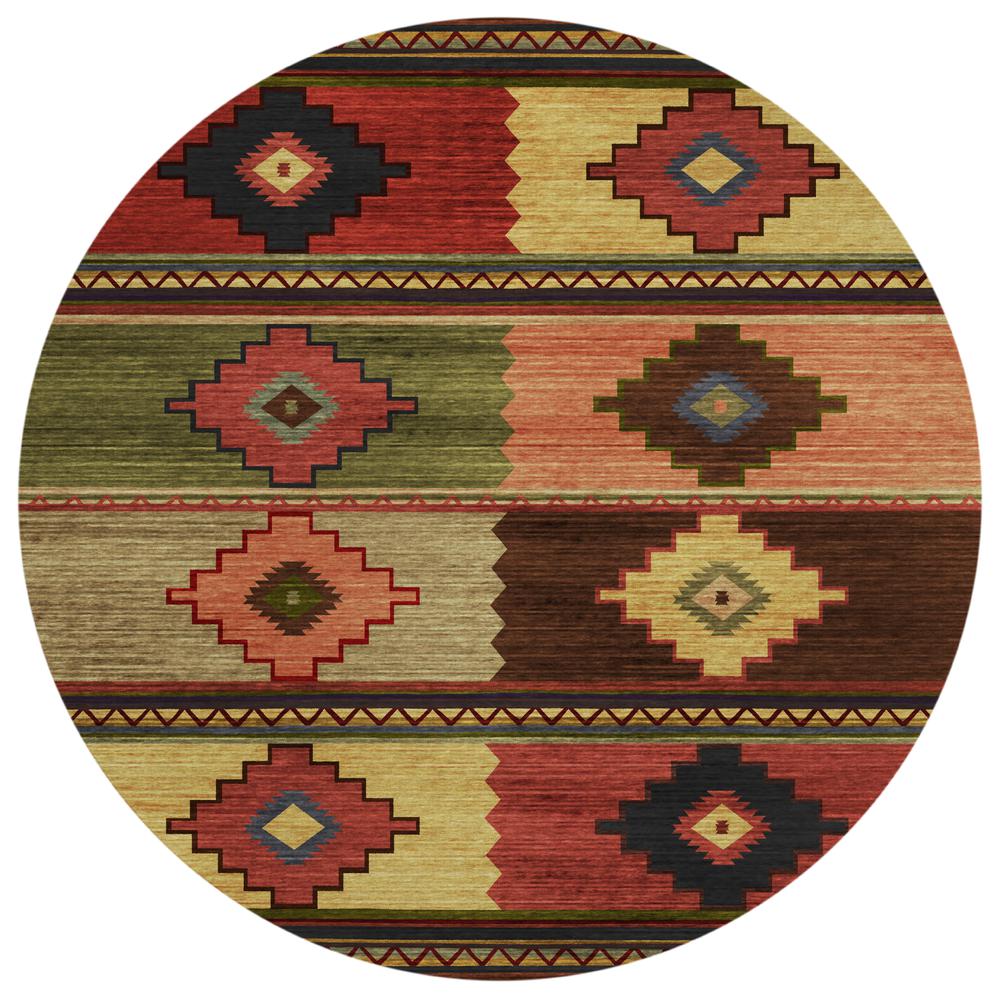 Indoor/Outdoor Sonora ASO31 Paprika Washable 8' x 8' Round Rug