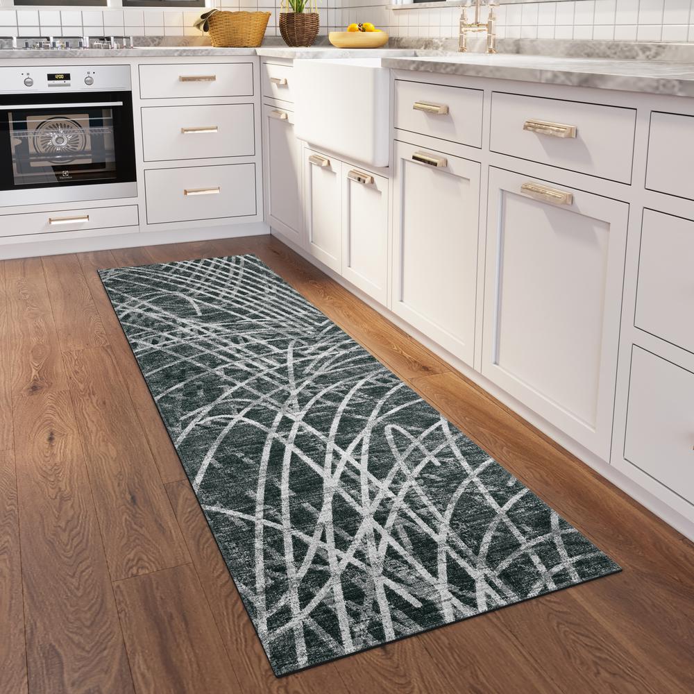 Rylee Charcoal Transitional Abstract 2'3" x 7'6" Runner Rug Charcoal ARY32