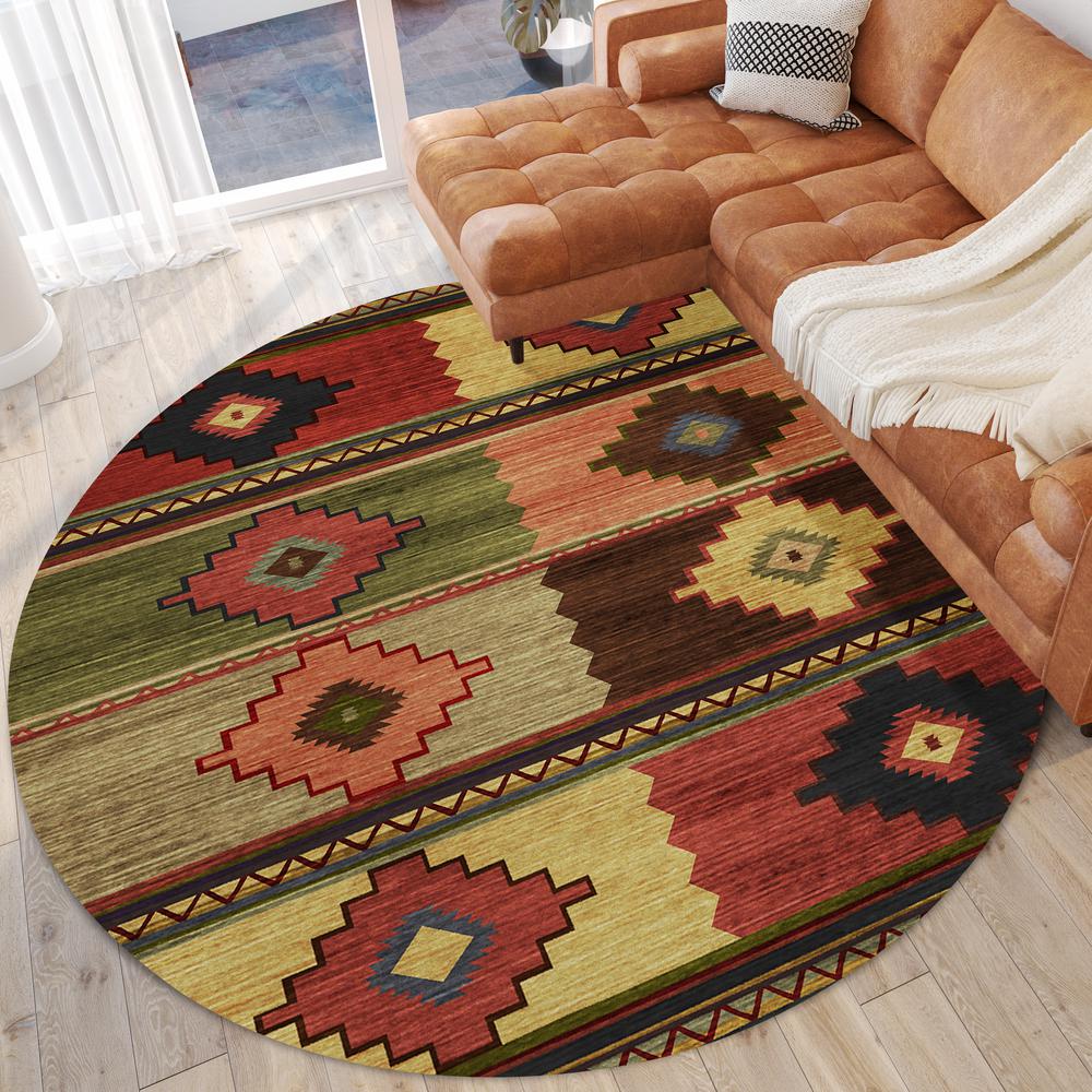 Indoor/Outdoor Sonora ASO31 Paprika Washable 8' x 8' Round Rug