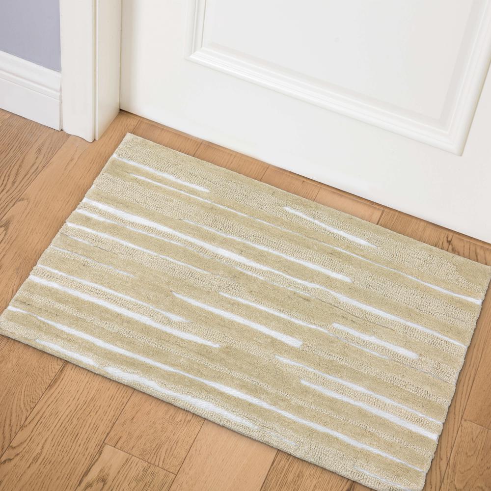 Addison Dazzle Modern Hand Spun Champagne Wool and Metallic Area Rug