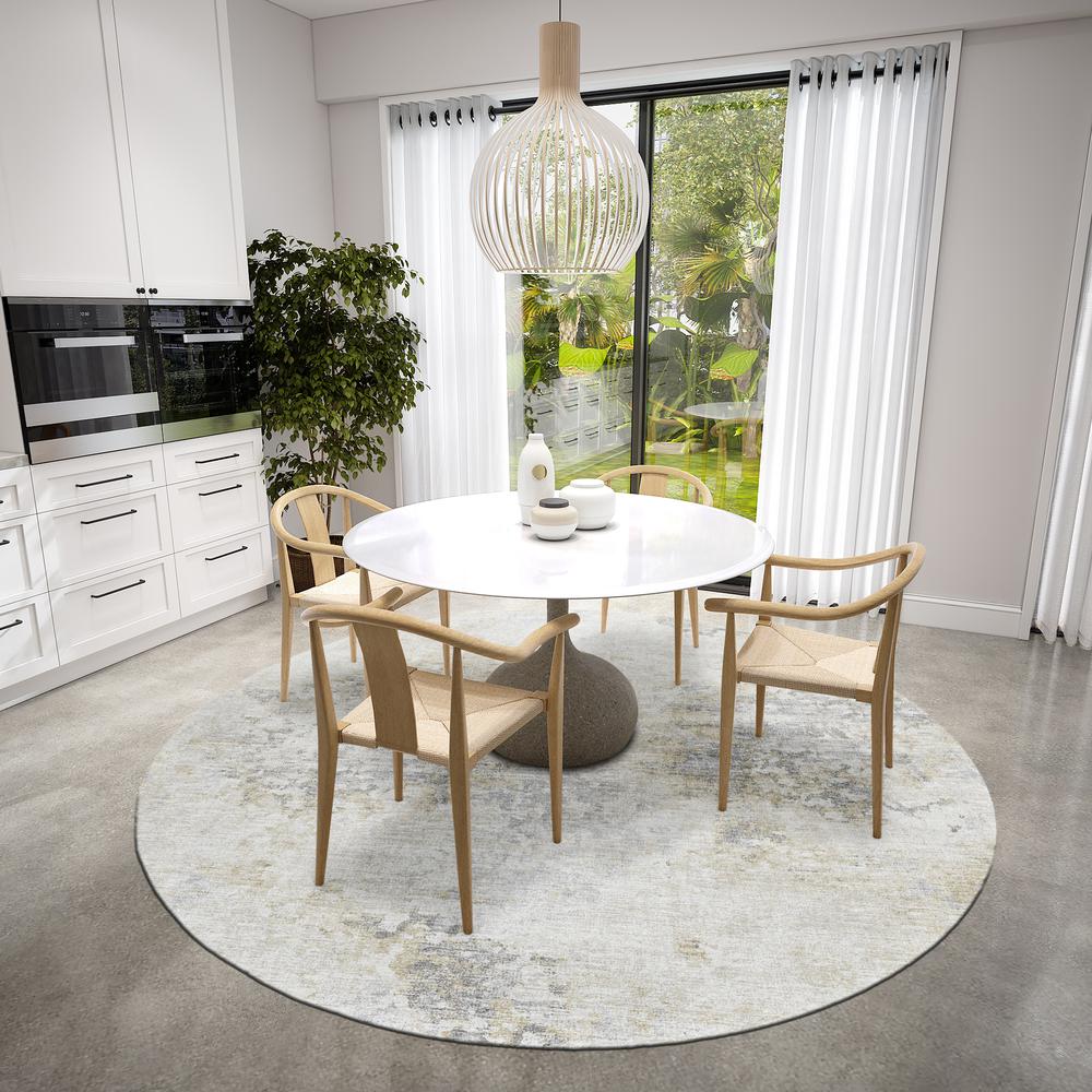 Indoor/Outdoor Accord AAC35 Ivory Washable 8' x 8' Round Rug