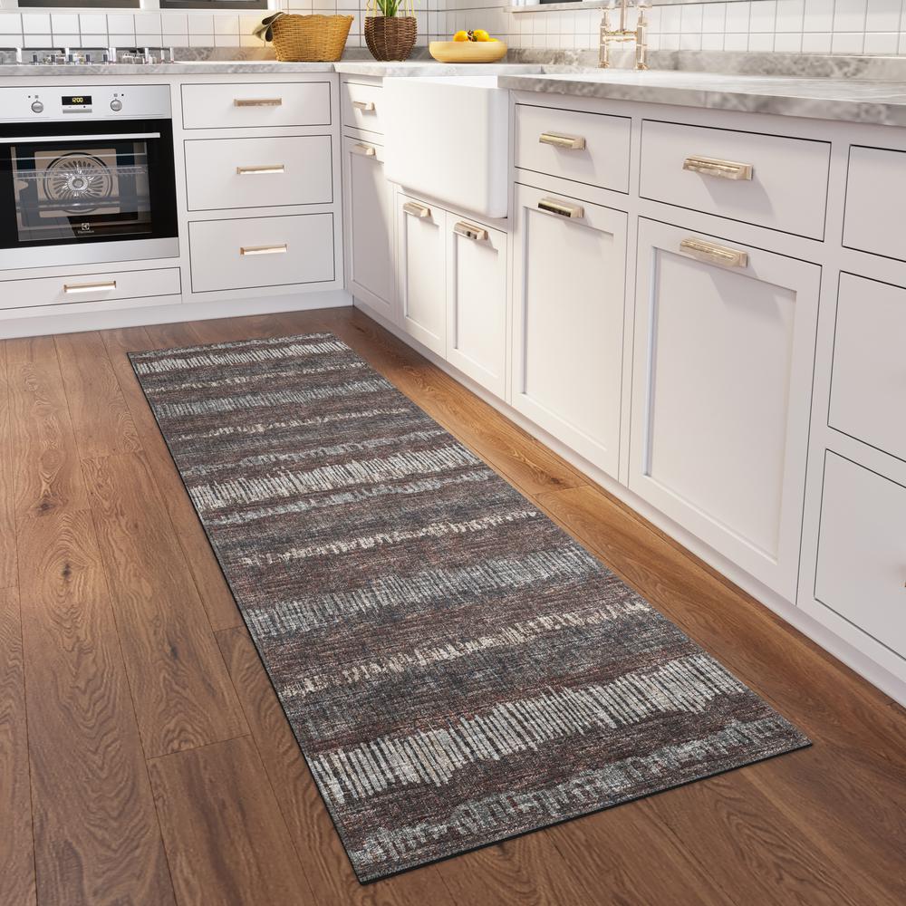 Rylee Brown Transitional Striped 2'3" x 7'6" Runner Rug Brown ARY34