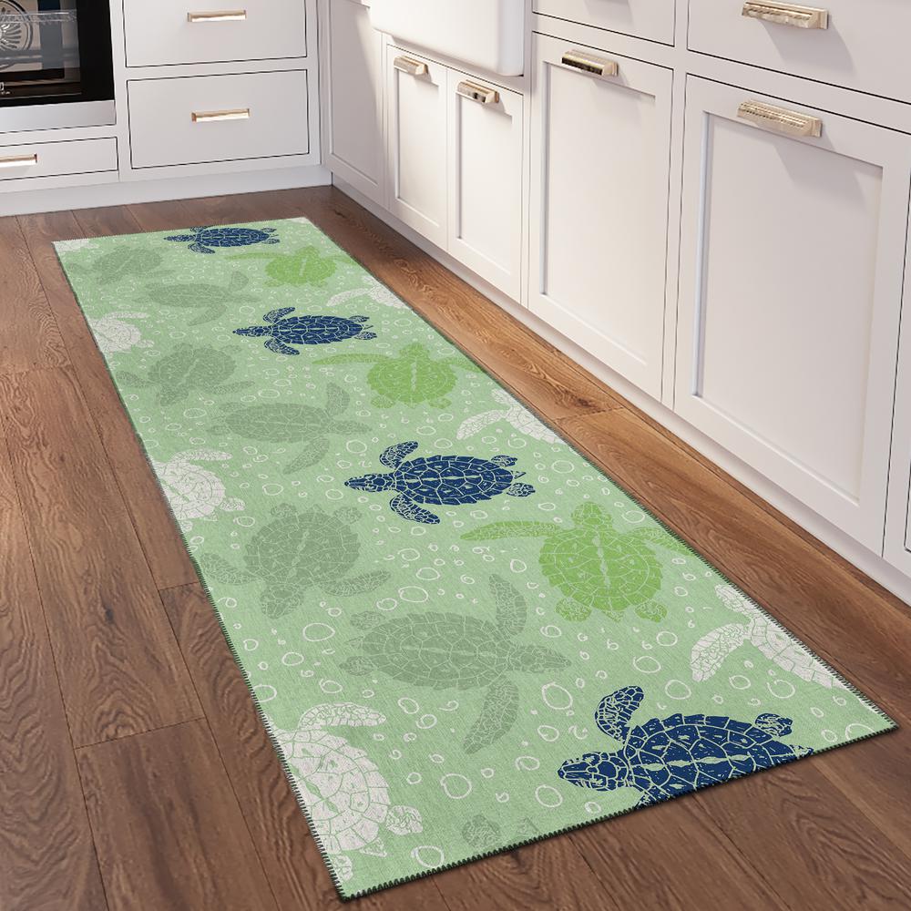 Indoor/Outdoor Surfside ASR43 Green Washable 2'3" x 7'6" Runner Rug