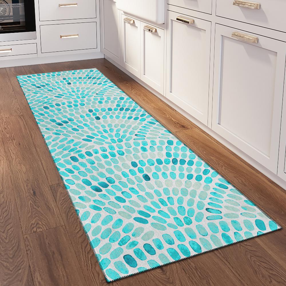 Indoor/Outdoor Surfside ASR37 Aqua Washable 2'3" x 7'6" Runner Rug