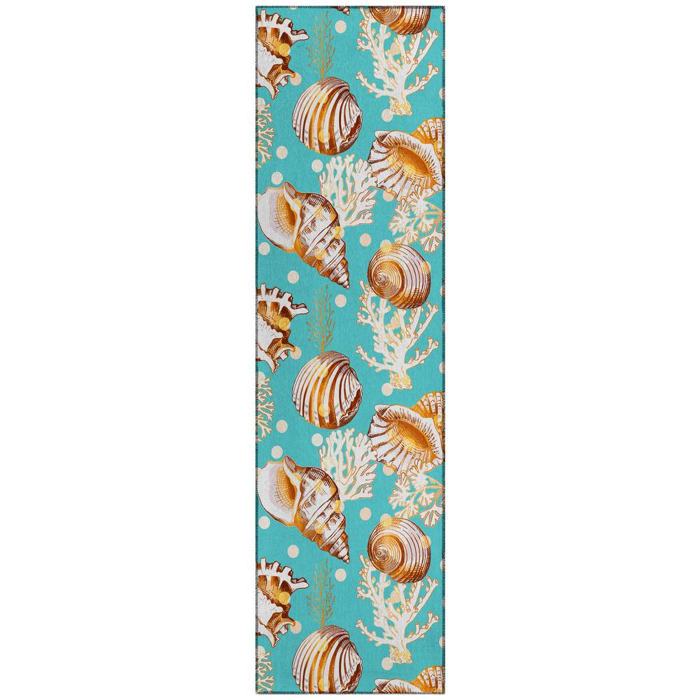 Indoor/Outdoor Surfside ASR36 Aqua Washable 2'3" x 7'6" Runner Rug