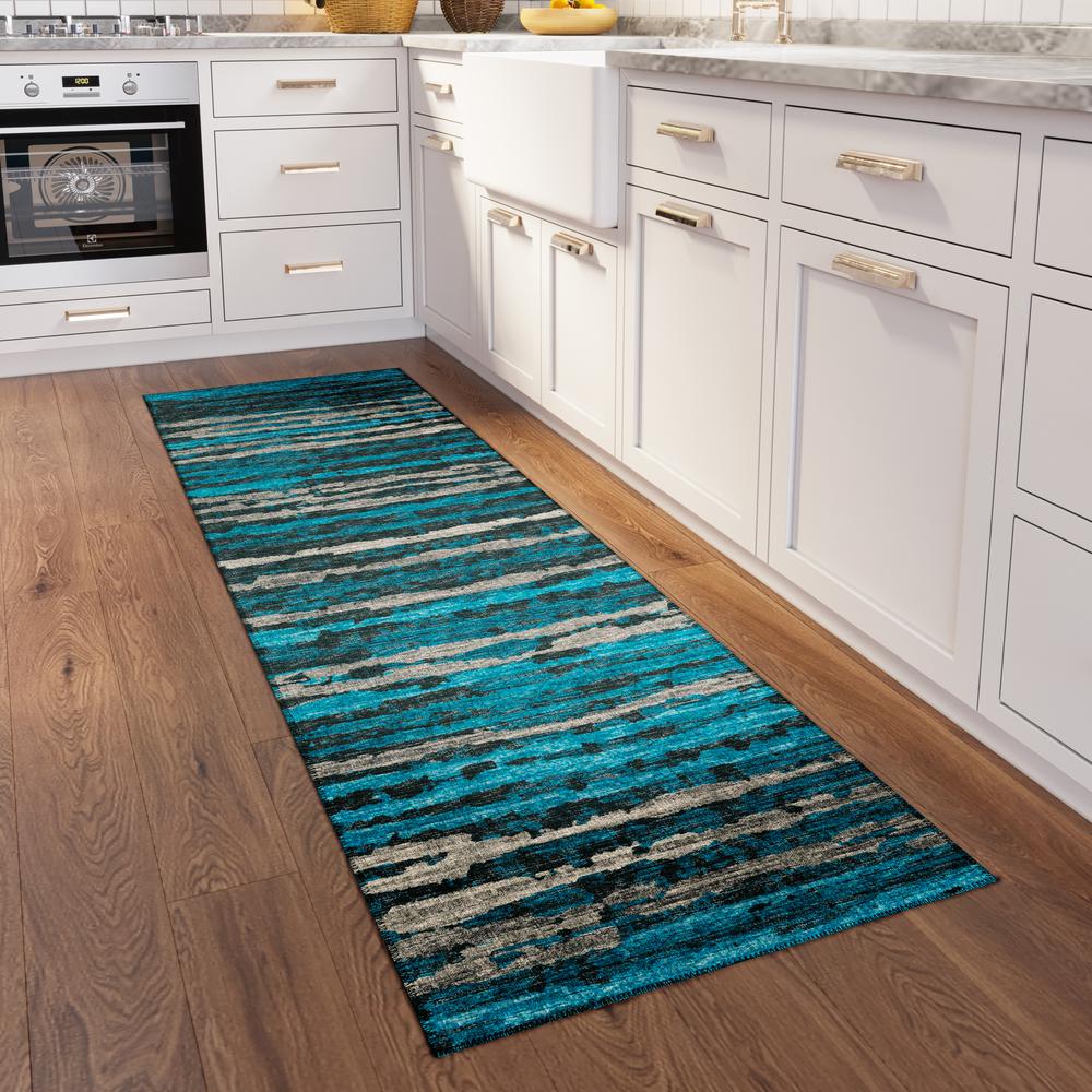 Bravado Peacock Contemporary Stripe 2'3" x 7'6" Runner Rug Peacock ABV34