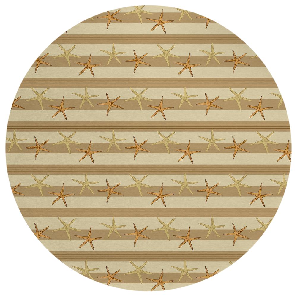 Indoor/Outdoor Surfside ASR42 Tan Washable 8' x 8' Round Rug