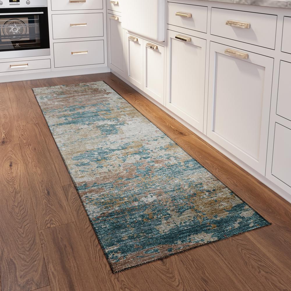 Indoor/Outdoor Accord AAC34 Teal Washable 2'3" x 7'6" Runner Rug