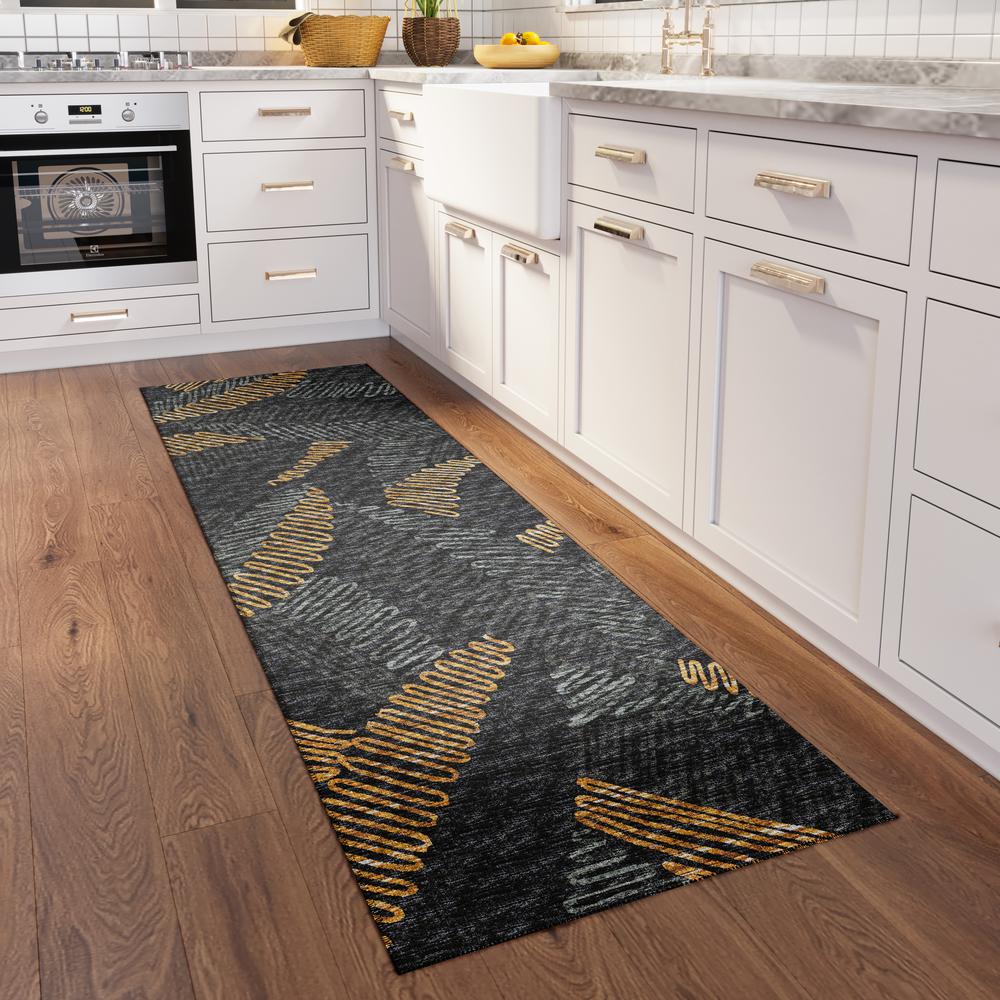 Yuma Gray Transitional Abstract 2'3" x 7'6" Runner Rug Gray AYU41