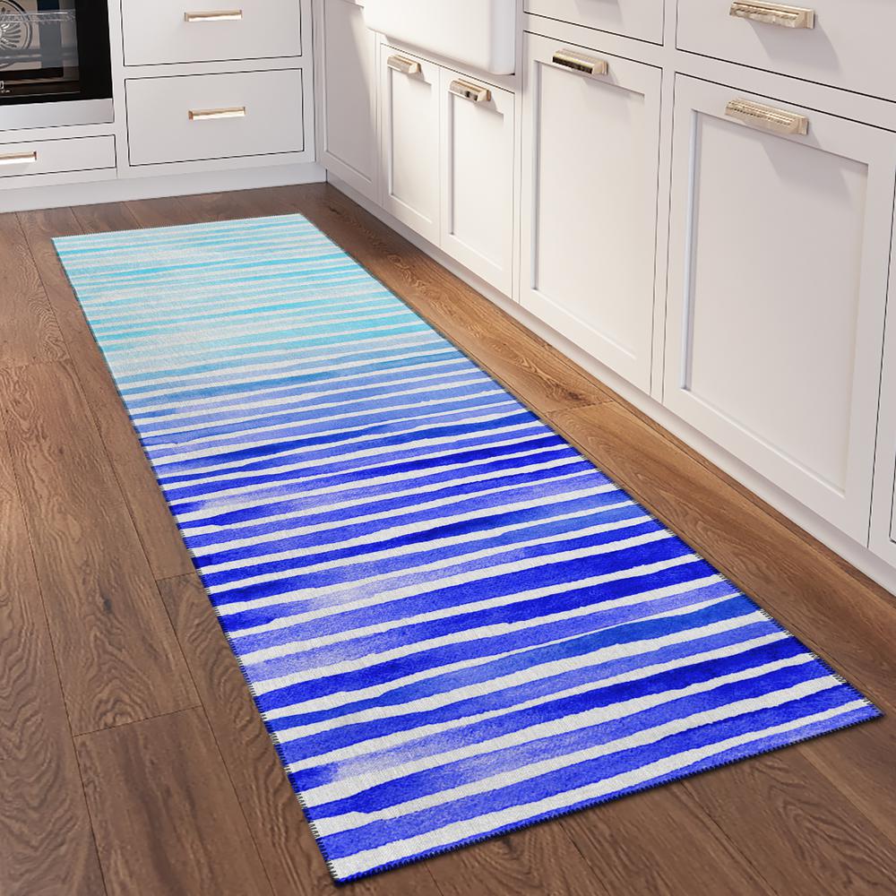 Indoor/Outdoor Surfside ASR38 Blue Washable 2'3" x 7'6" Runner Rug