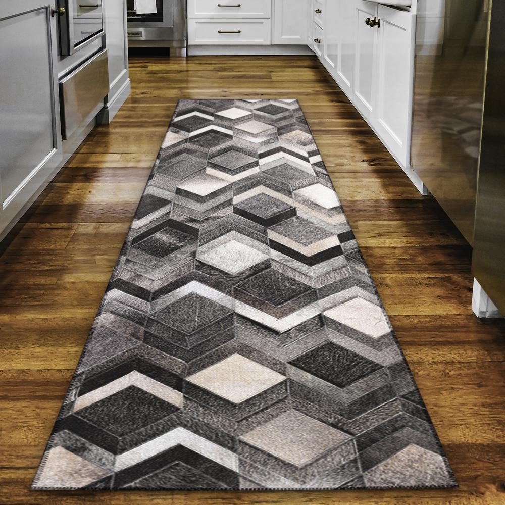 Laredo Gray Animal Patchwork 2'3" x 7'6" Runner Rug Gray ALR35