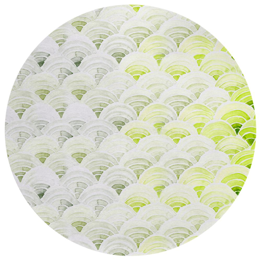 Indoor/Outdoor Surfside ASR35 Green Washable 8' x 8' Round Rug