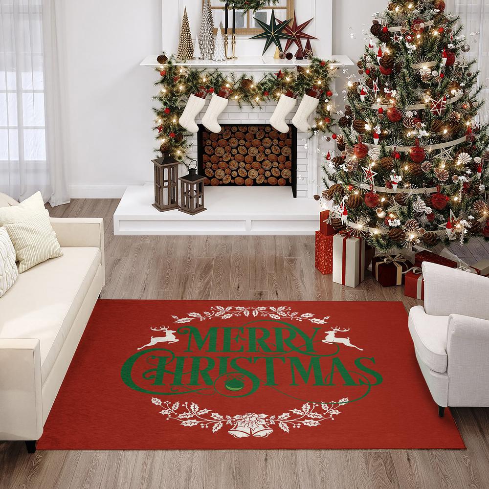 Indoor/Outdoor Cozy Winter ACW36 Red Washable 30" x 46" Rug