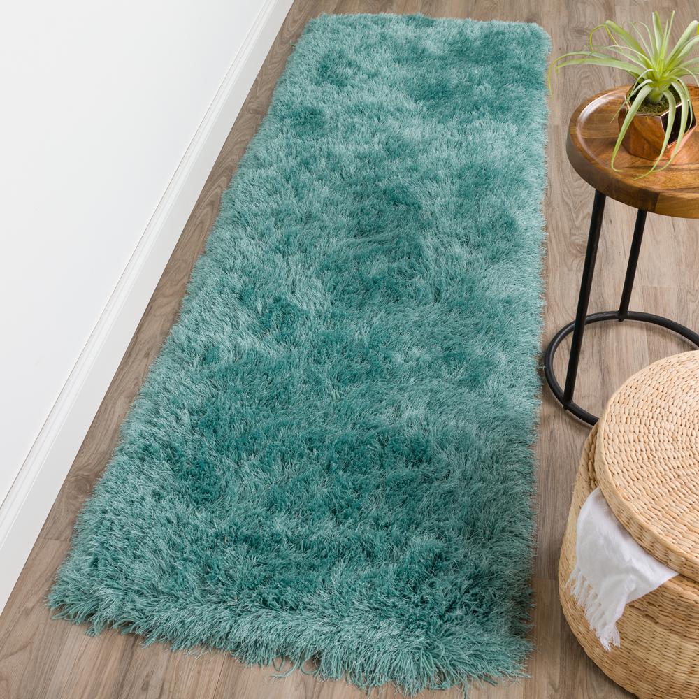 Addison Aurora Deeply Complex Modern Peacock Shag 2’3" x 7’6" Runner Rug