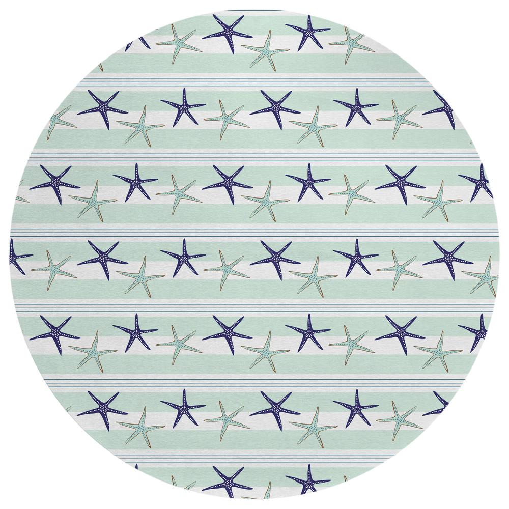 Indoor/Outdoor Surfside ASR42 Seaglass Washable 8' x 8' Round Rug