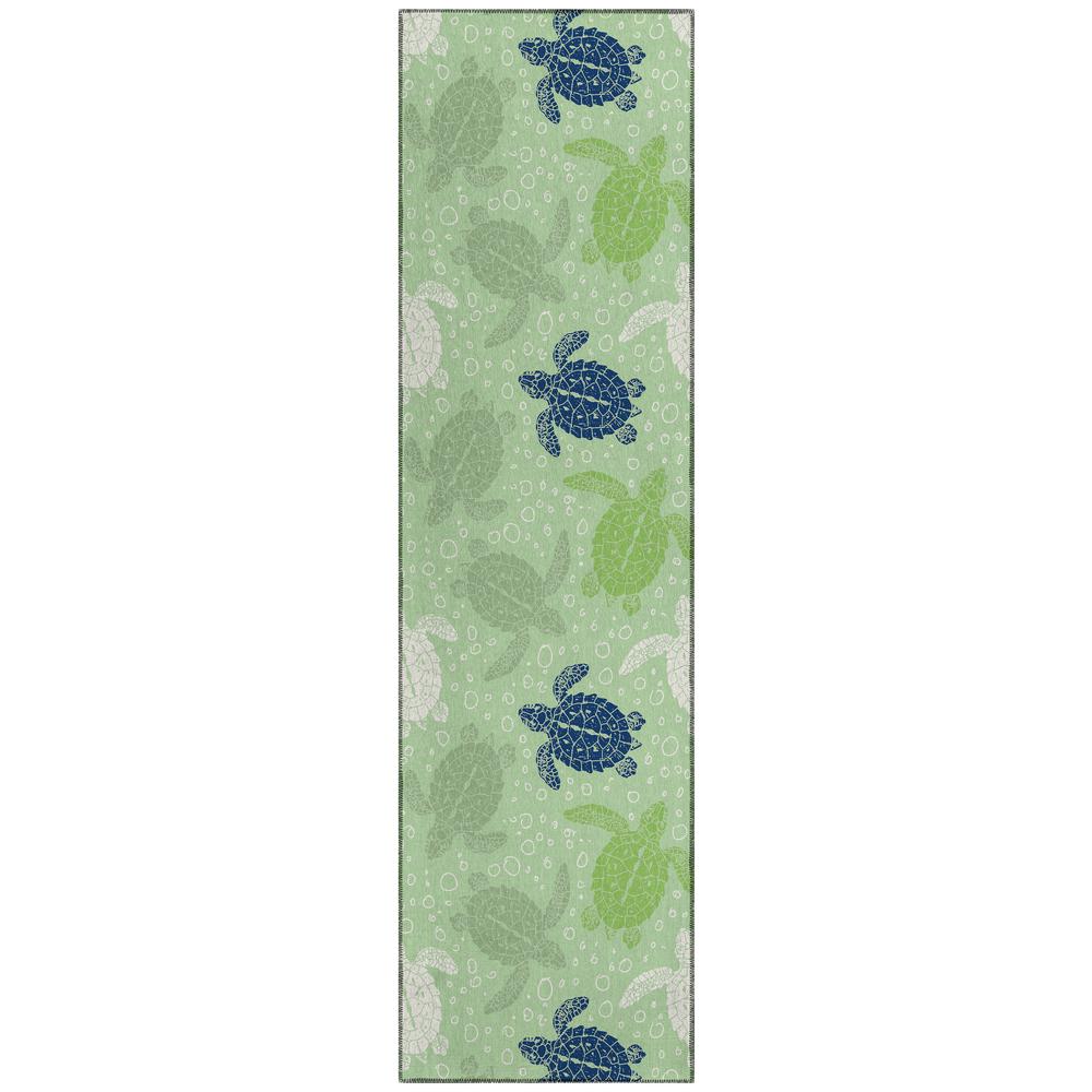 Indoor/Outdoor Surfside ASR43 Green Washable 2'3" x 7'6" Runner Rug
