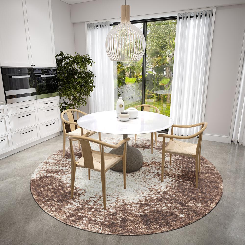 Rylee Brown Transitional Abstract 8' x 8' Round Rug Brown ARY31