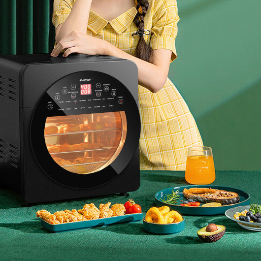16-in-1 Air Fryer 15.5 QT Toaster Rotisserie Dehydrator Oven-Black