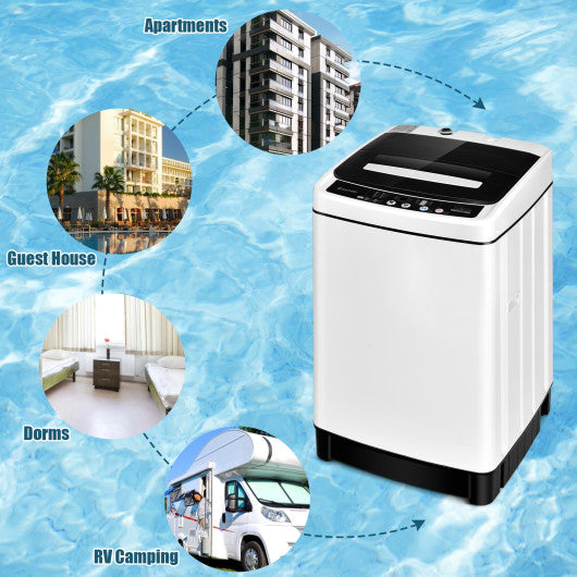 Full-Automatic Washing Machine 1.5 Cubic Feet 11 LBS Washer and Dryer-White