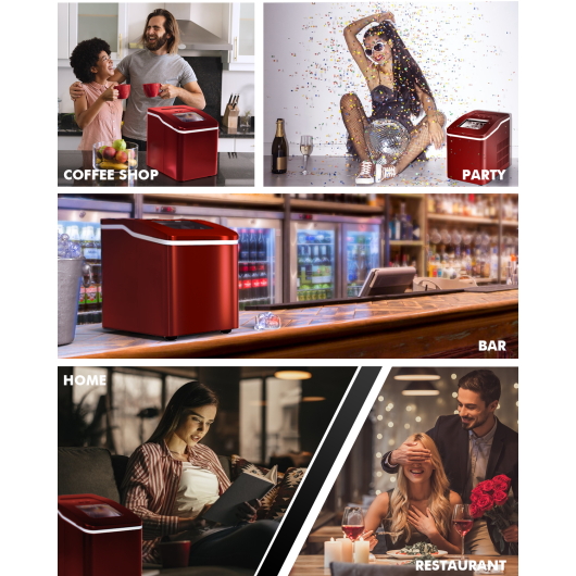 Portable Countertop Ice Maker Machine with Scoop-Red