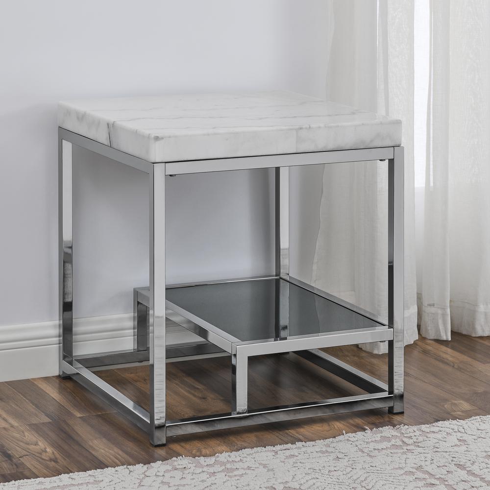 Aston White Marble Top End Table