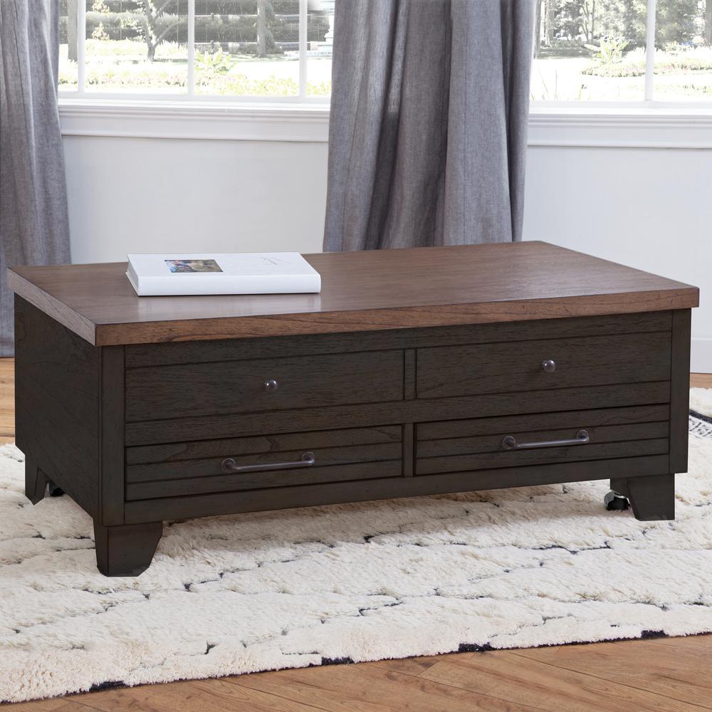 Bear Creek Lift-Top Cocktail Table with Casters, Brown