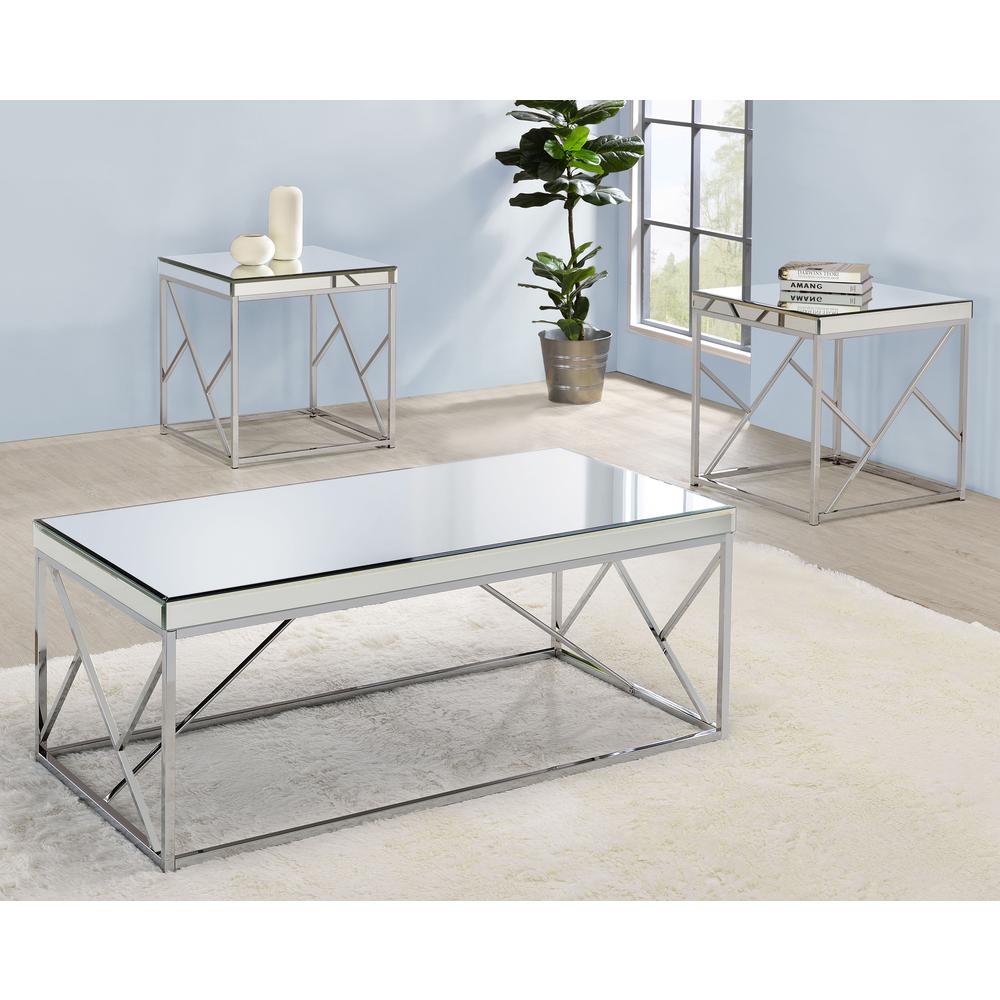 Evelyn Mirror Top Cocktail Table - Chrome
