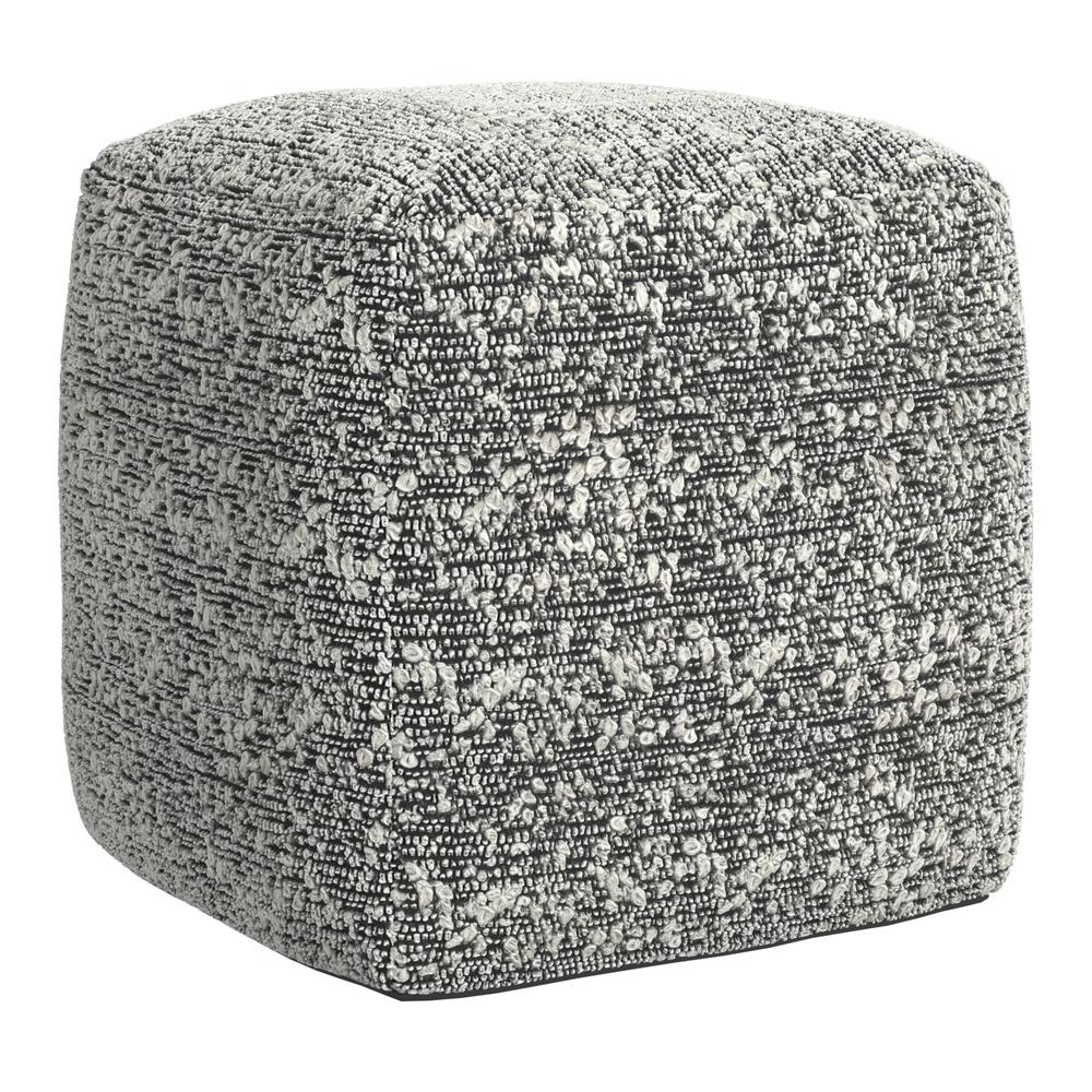 Nahara Boucle Black Woven Square Pouf