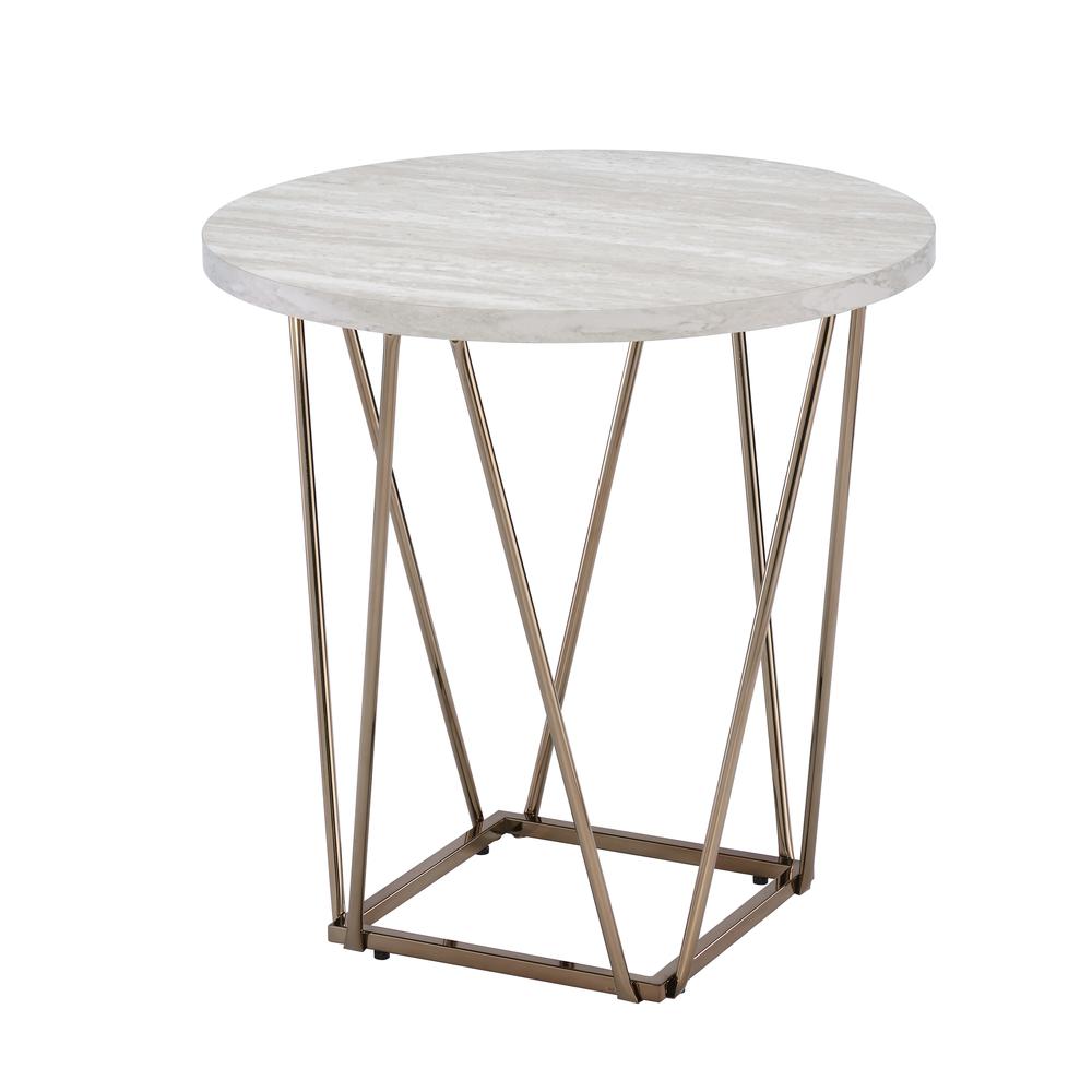 Rowyn Faux Marble Top End Table