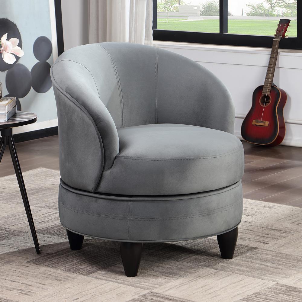 Sophia Swivel Accent Chair Gray Velvet