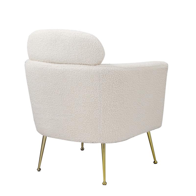 Accent chair with white vegan (faux) fur and gold chrome legs