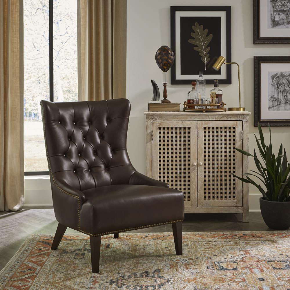 Leather Accent Chair - Brown Eclectic Multi