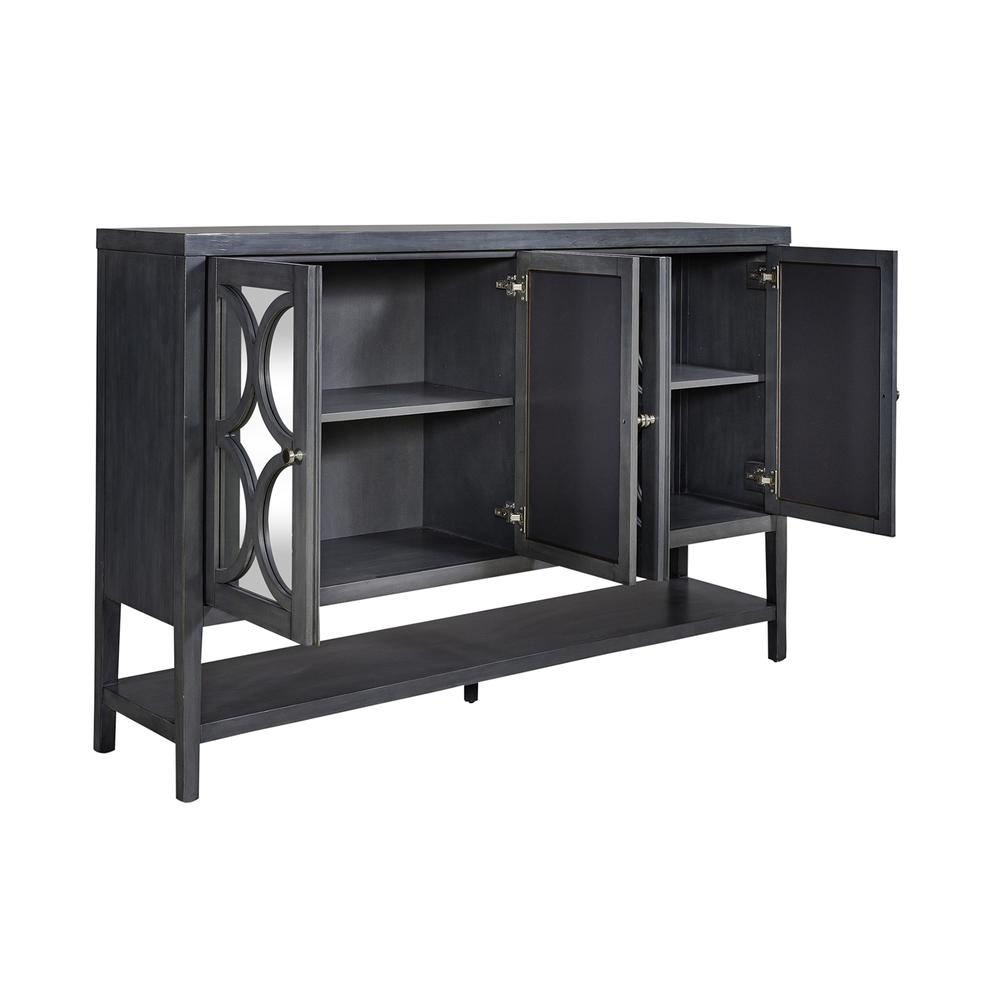 Circle View Four Door Accent Cabinet, W68 x D16 Hx 44, Blue