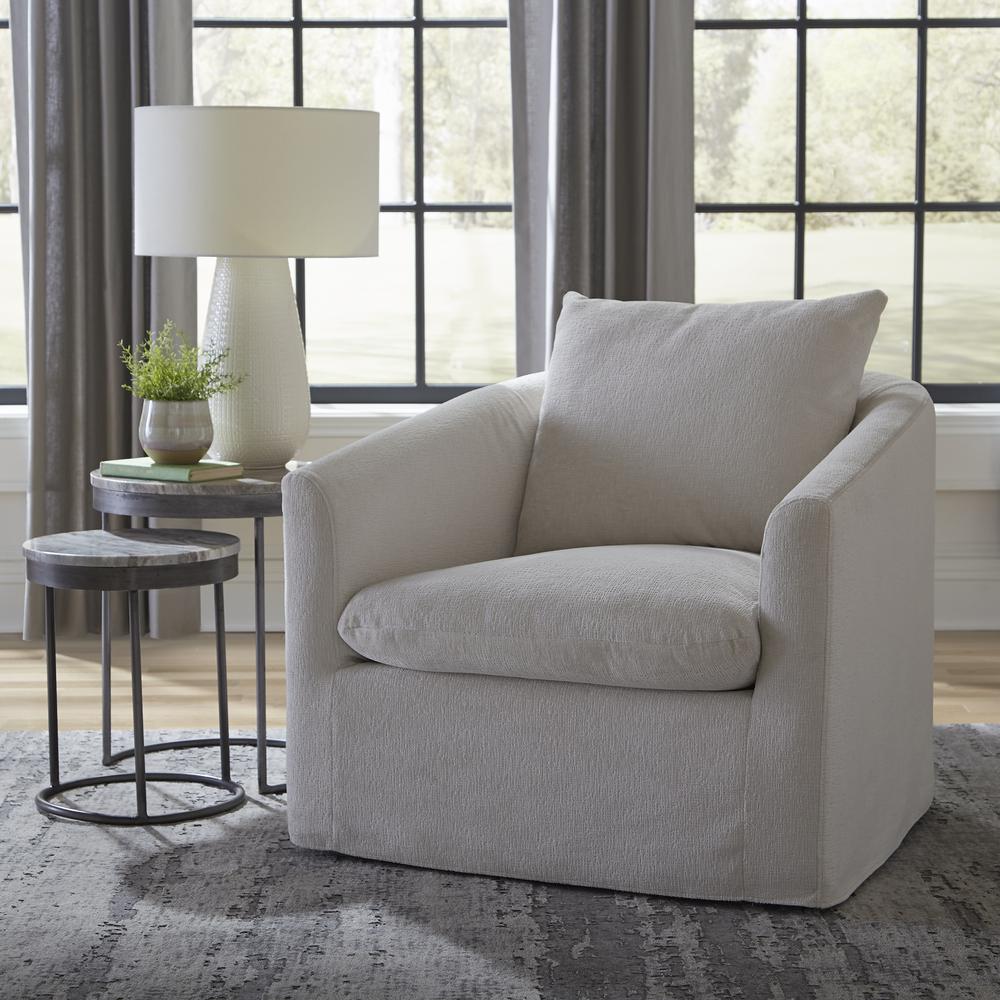 Uph Swivel Accent Chair - Ivory Eclectic White