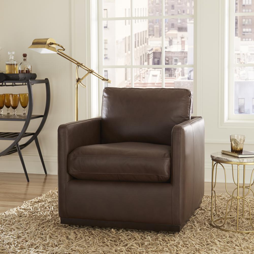 Leather Swivel Accent Chair - Timber Eclectic Brown
