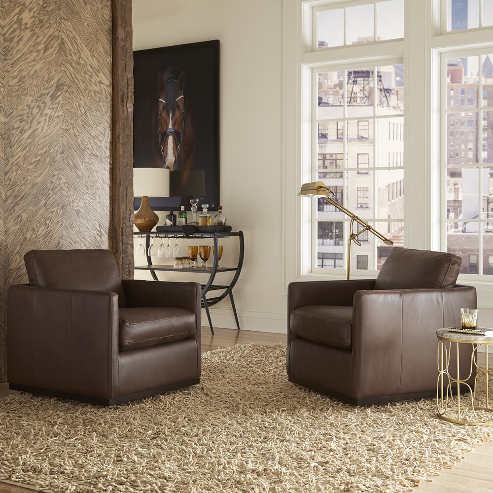 Leather Swivel Accent Chair - Timber Eclectic Brown